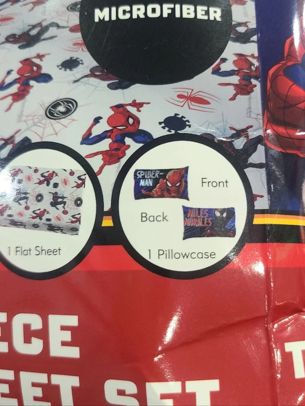 Spider-Man Kids 3-Piece Twin Sheet Set, Microfiber, White, Marvel
